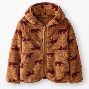 Brown Fleece Jacket with Animal Print